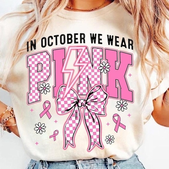 Brooke
B Other - In October We Wear Pink Breast Cancer Awareness Holiday Support Retro T-Shirt